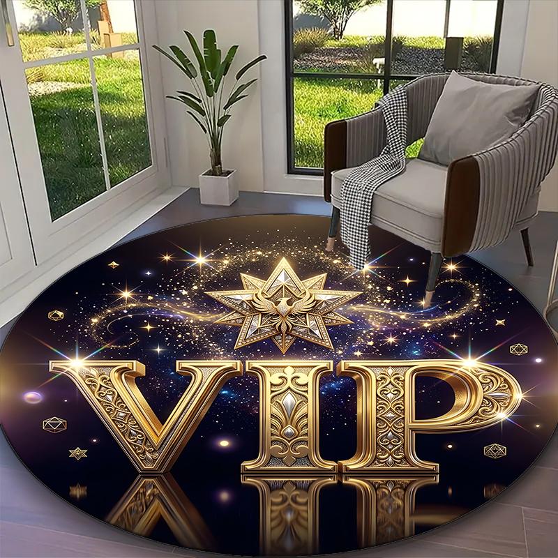 1pc Digital Printed Chair Rug for Home Office Use, VIP Carpet Appropriate for All Seasons, Soft Round Carpet