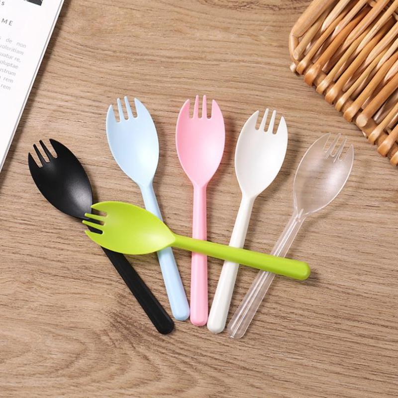 100Pcs Individual Packing Disposable Spoon Fork Degradable Ice Cream Spoons Durable Eco-Friendly Dessert Cake Scoop