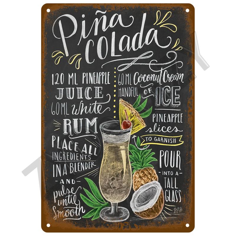 Vintage Posters Cocktail Tin Sign Plaque Metal Sign Plate Decoration Wall Art Home Decor For Bar Pub Club Man Cave Iron Painting