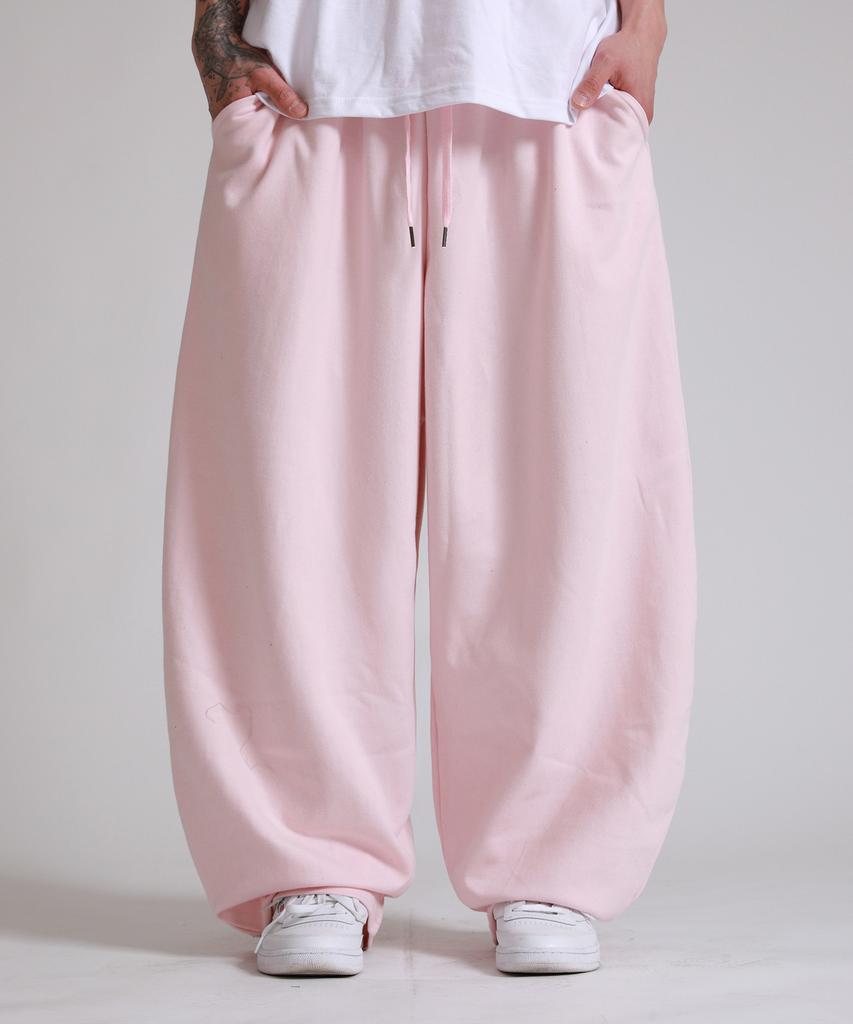 LIKE THE MOST Curved Suede Wide Training Pants_Pink