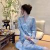 New national style pajamas women's ice silk new Chinese bamboo forest wind women's loungewear suit can be worn outside