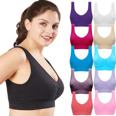 Sports Bras for Women Sleeveless No Steel Ring Breathable Lightweight Comfortable Elasticity PlusTank Tops for Yoga Fitness Bodybuilding Dance Running