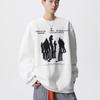 Retro Character Printed Crew Neck Sweater Men and Women the Same Autumn Trendy Couple Loose Versatile Pullover Top