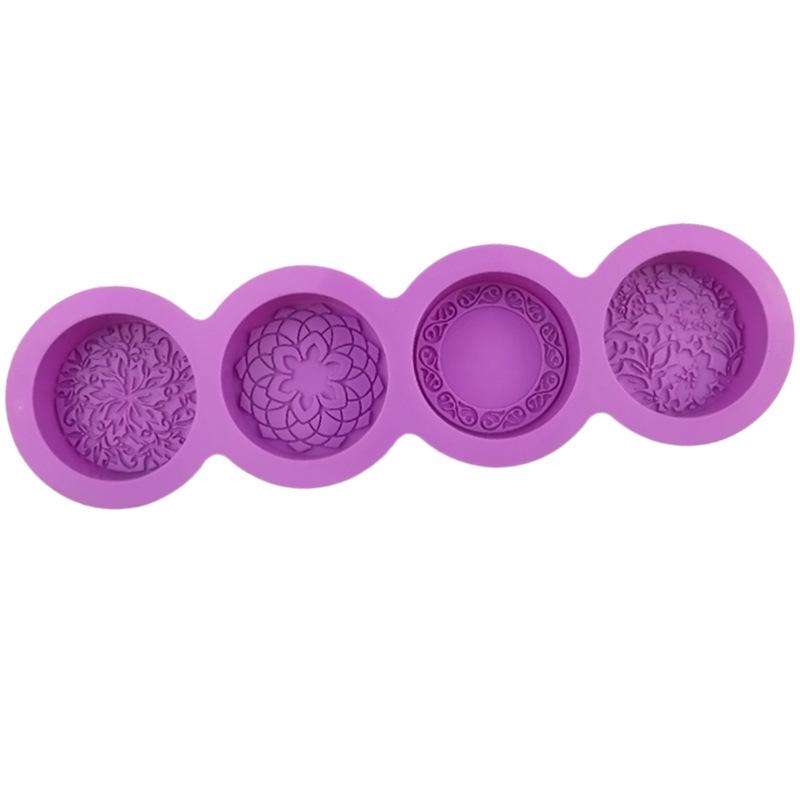 

1PC 3D Handmade Silicone Soap Molds 4 Types Embossing Mould DIY Circular Soap Craft Candy Chocolate Ice Cube Making Tools