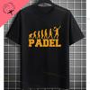 Unisex Funny Padel Tennis Graphic TShirt  Black with White Padel Racket  Ball Design Pure Cotton Casual Short Sleeve Tshirt