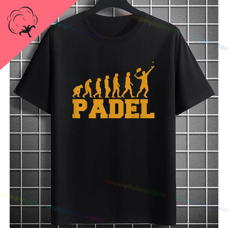 Unisex Funny Padel Tennis Graphic TShirt Black with White Padel Racket Ball Design Pure Cotton Casual Short Sleeve Tshirt