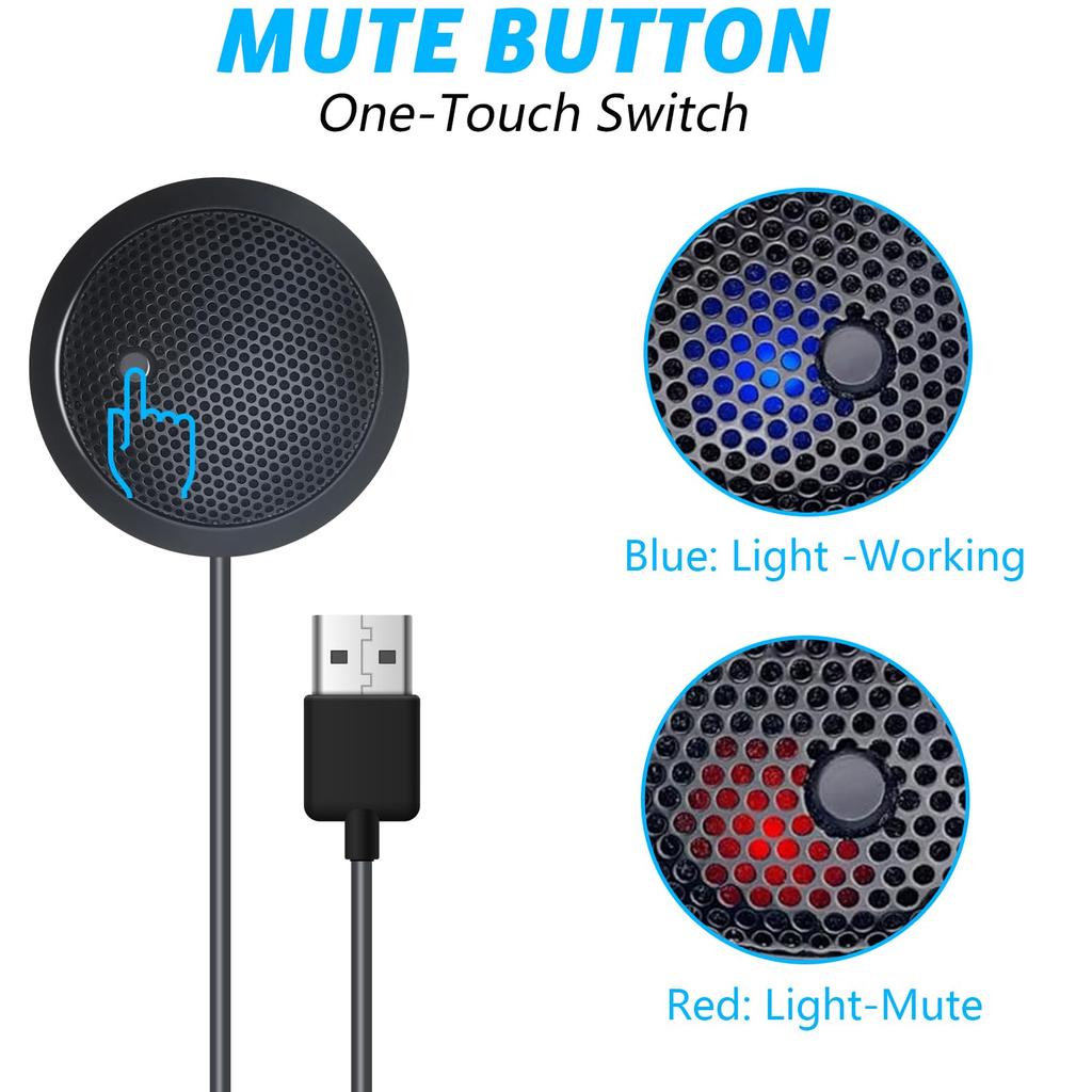 Fyvadio USB USB Conference Microphone with Mute Plug Play Omnidirectional Condenser Microphone for PCs and for Online and Recorded Videos a