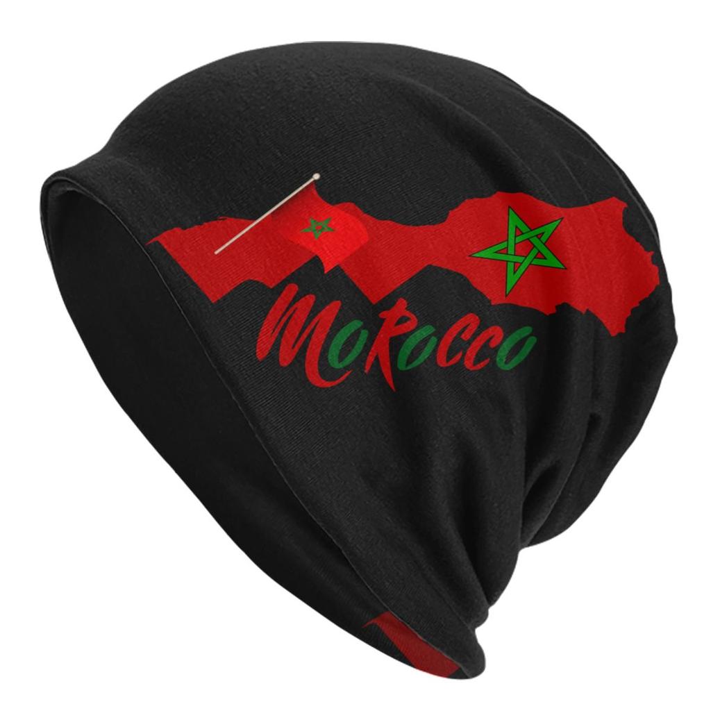 Moroccan Flag Bonnet Hats Autumn Winter Outdoor Skullies Beanies Hats Morocco for Unisex Women Summer Thermal Elastic Caps