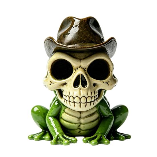 Halloween Skull Frog Figurine Frog Sculpture Small Resin Collectable