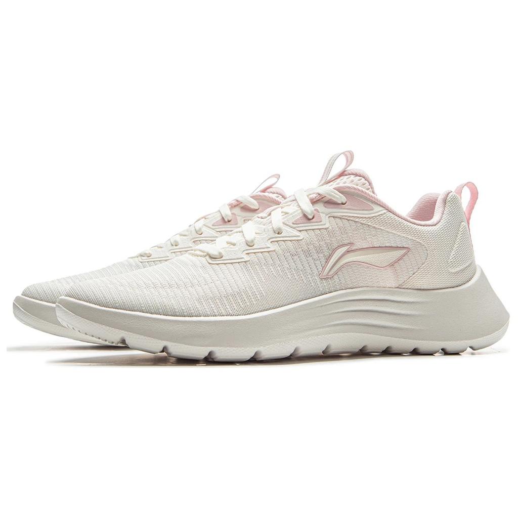 New LiNing Feather Cushioning, Slip Resistant, Abrasion Resistant, Lightweight Low Top Running Shoes Women's White Pink ARSV034-1