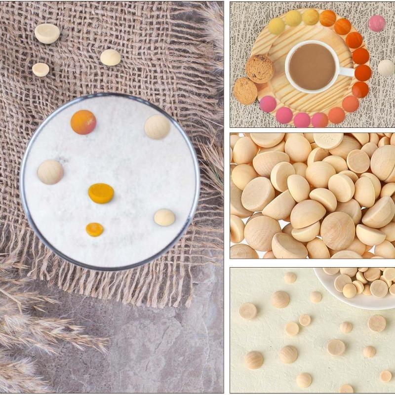 Unfinished Half Round Wooden Beads Split Natural Round Wood Balls for Crafts and Christmas Home Party Decorative