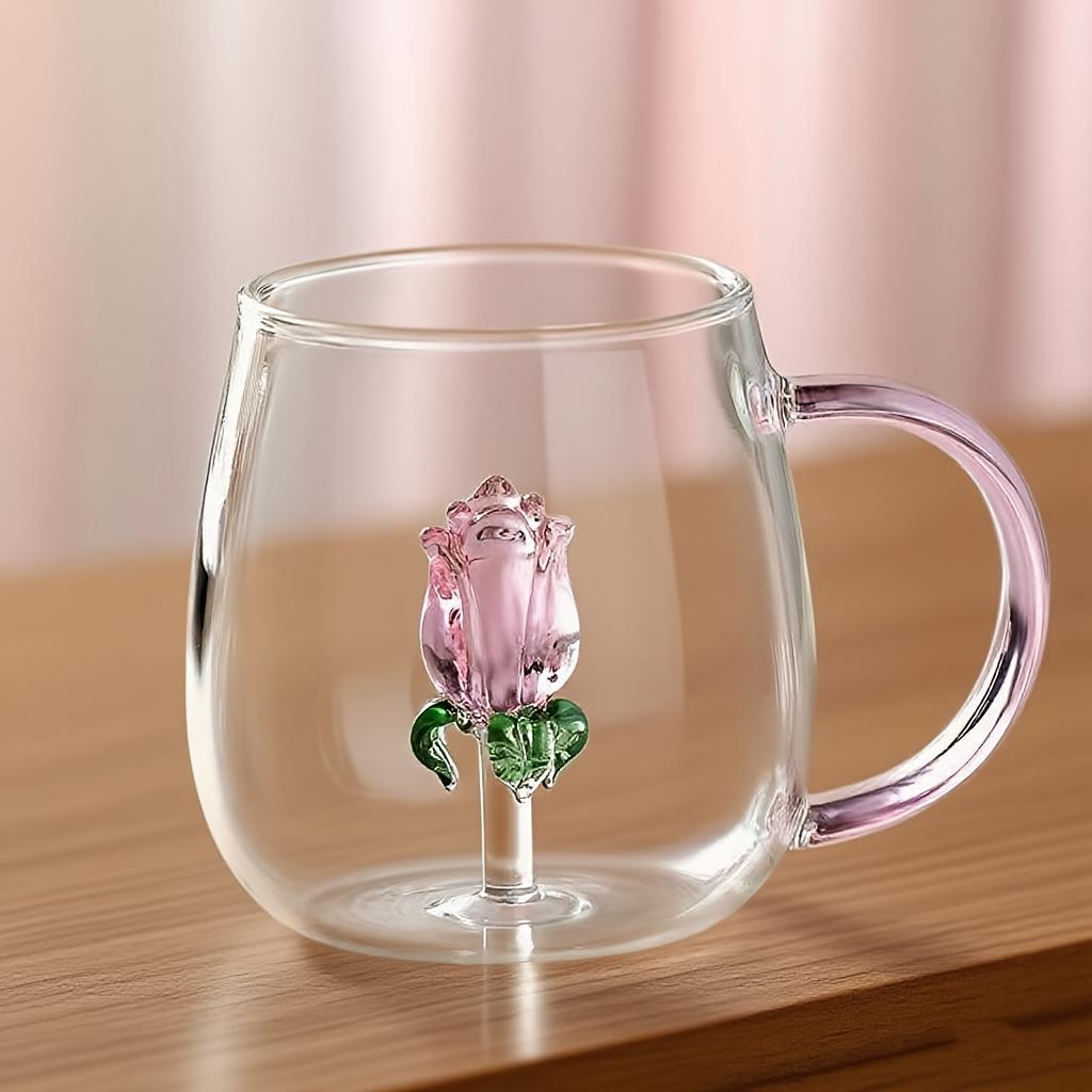 Tazza Singola in Vetro Borosilicato a Forma di Animale Cartone Animato 3D, Creativa, per la Casa, Carina, a Strato Singolo, per Ospiti in Salotto, Tazza per Succhi e Bevande Fredde