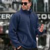 Men's Stand Collar Color Long Sleeve Zip-Up Lined Jacket for Casual Wear