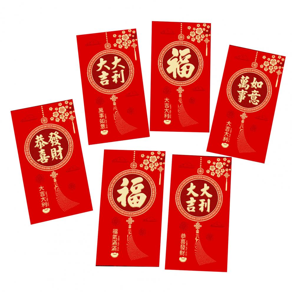 6 Pcs Red Envelopes 2025 Chinese New Year Red Packets Snake Theme Lucky Money Packets Spring Festival Celebration Party Supplies