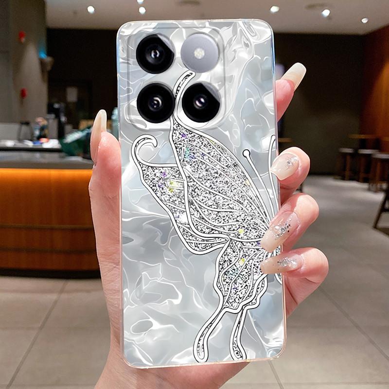 For Xiaomi 14T / Xiaomi 14T Pro Case Clear Luxury Fashion Butterfly Flower Soft TPU Silicone Casing Cover Transparent Phone Case