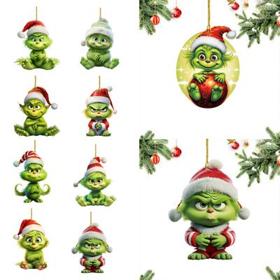 Weihnachten Hängen Ornamente Weihnachten Baum Anhänger Nette Acryl Grüne Puppe Dekoration für