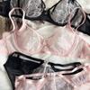 Sommer Ultra Dünne Damenunterwäsche Sexy Hohl Push-Up BH Set Französische Spitze Schneeflocken Stickerei Lingerie Atmungsaktives Höschen Set