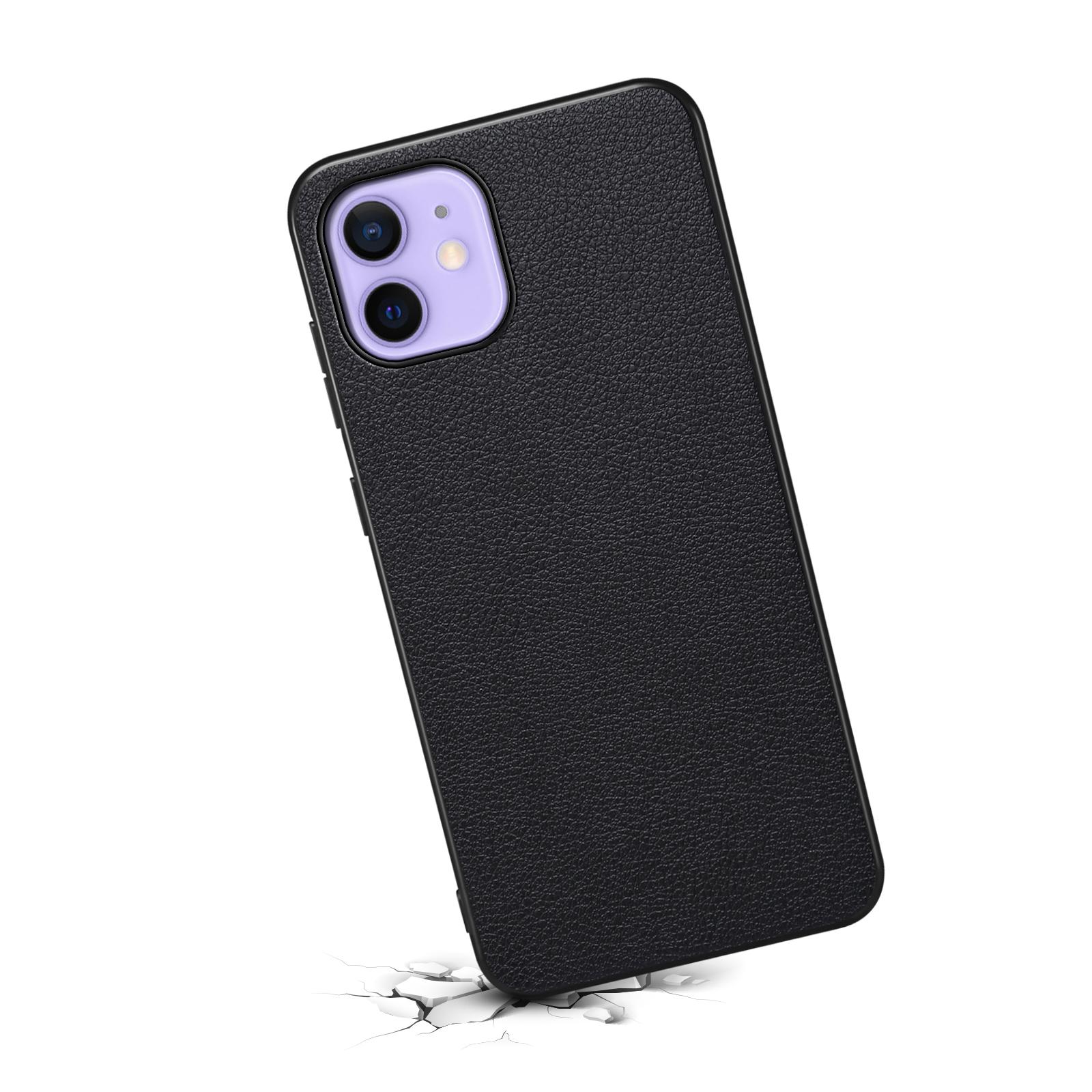 

For iPhone 12/12 Pro Case Protective PU+PC+TPU Hybrid Slim Phone Case Black