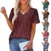 Women's Fashionable Casual Short Sleeve Print V-Neck Pullover Top