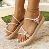 Fashion Women Sandals 2025 New Fashionable Lace-up Non-Slip Shoes Women Wear-Resistant Soft Bottom Comfortable Flat Heel Sandals Women