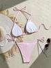 Women's Swimsuit Solid Halter Side Tie Bikini Suit Beachwear Bathing Suits with Shell