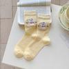 Female Summer Thin Section Breathable Absorb Sweat Contracted Lovely Cartoon Solid Color In Tube Socks