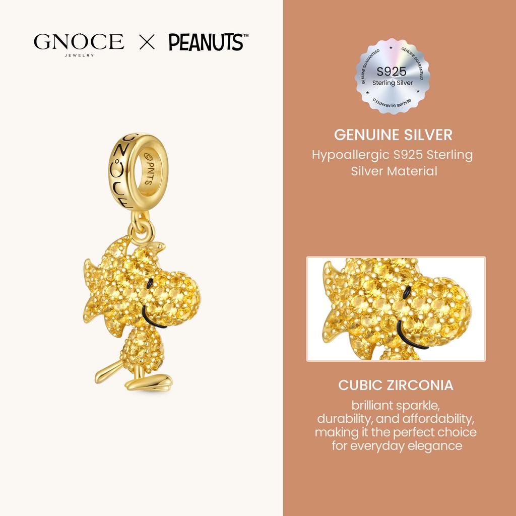 GNOCE Peanuts Woodstock Pave Diamond Pendant Dangle Charm for Women, S925 Sterling Silver, Dangle Charm for Women, Wife, Valentine's Day, Mother's
