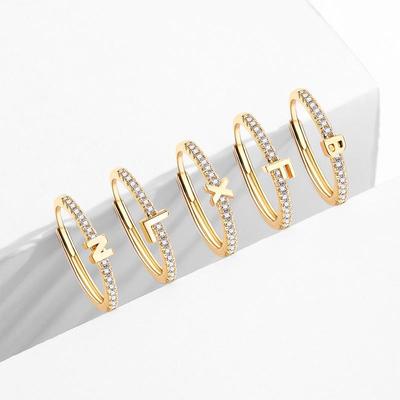 Trendy European & American Fashion Street Style Adjustable Open Ring with 26 English Letters