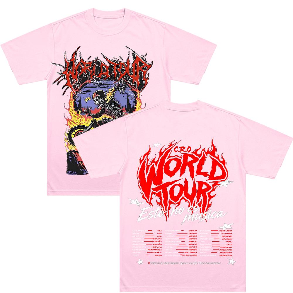 C.R.O Esto No Es Musica World Tour Magliette Maglietta Wt FUEGO Casual da Uomo Rinfrescante Loca Manica Corta Cotone Maglietta Unisex
