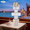 2-Pack 5-Tier Crystal Flower Stands, Round Base Silver Metal Plant Shelf, Indoor Multi-Level Display Rack for Home Garden Decor