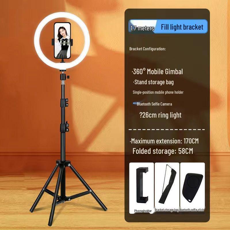Multifunctional Desktop Tripod with Phone Holder & Fill Light for Live Streaming and Photography