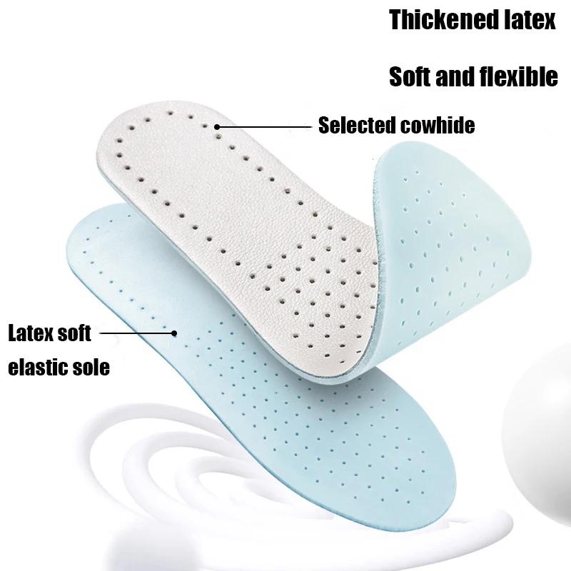 1 Paar Latex-Rindsleder-Einlegesohlen Elastisch Stoßdämpfend Atmungsaktiv Schweißabsorbierend Weich Bequem Atmungsaktive Einlegesohlen für Sneaker