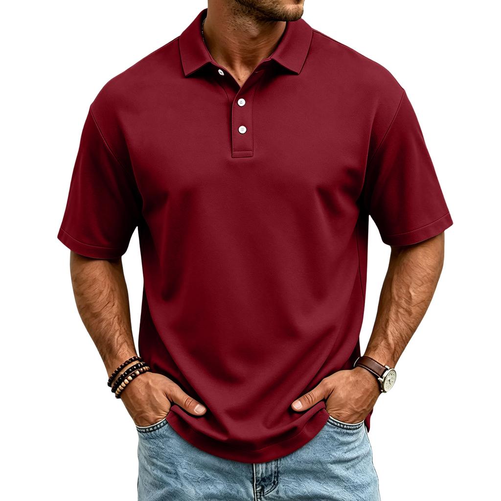 Men’s Casual Quick Dry Mesh Golf Polo Shirt Short Sleeve Lightweight Breathable Classic Fit Button Placket Top for Outdoor Sports Daily Wear