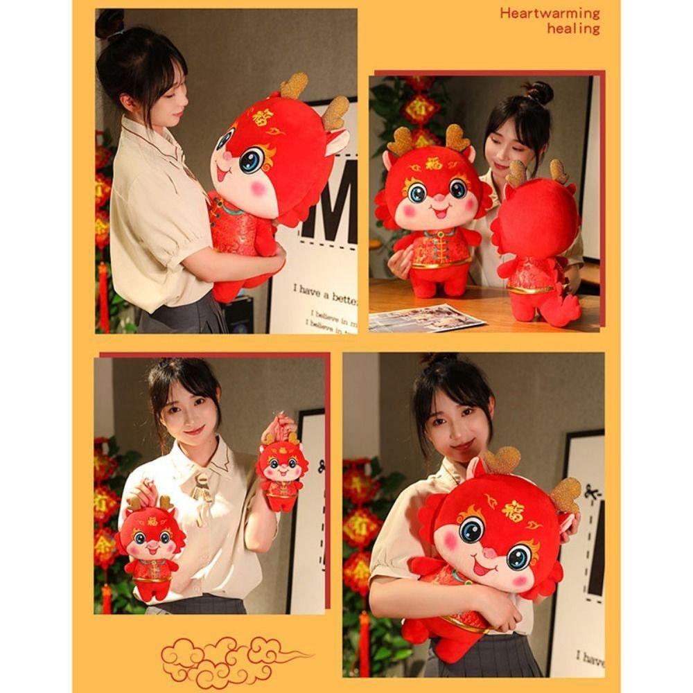 Tang Suit Dragon Year Plush Toy Stuffed Lucky Dragon Doll Plushies  Girls Toys