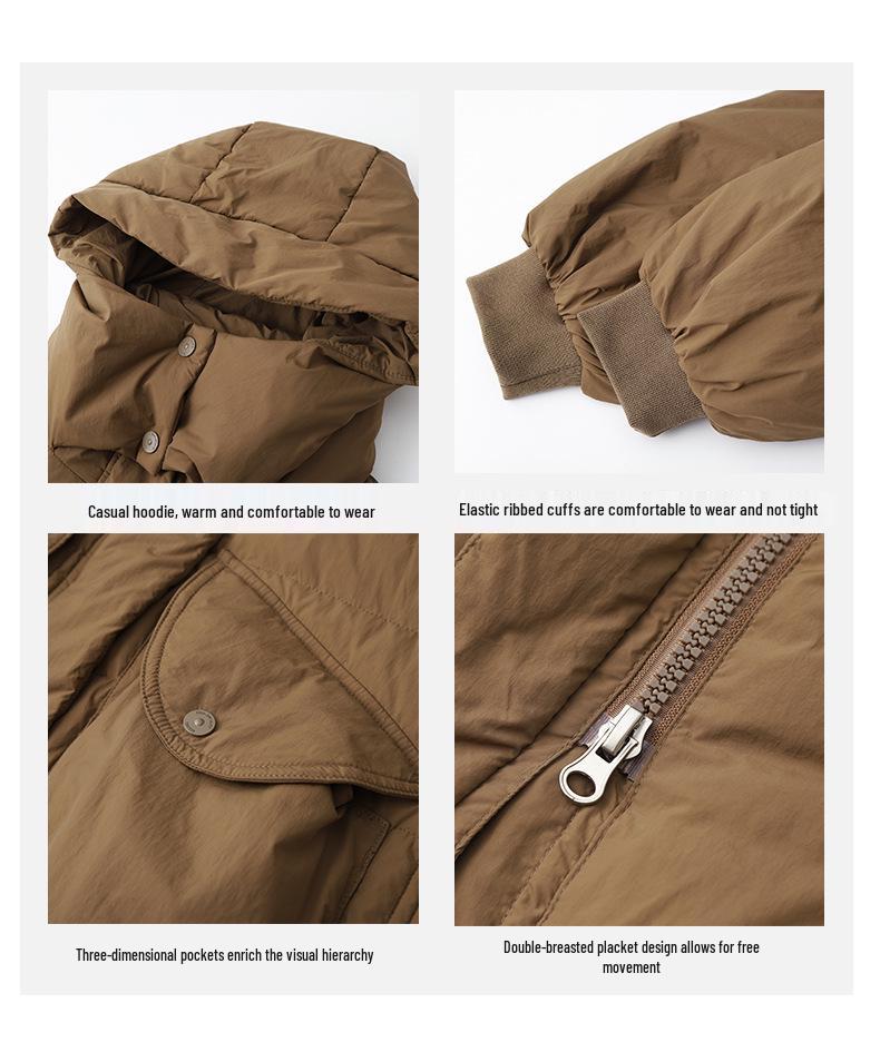Women's Mid-Length Hooded Down Jacket, 2024 Plus Size Fashion, Warm Winter Coat, White Duck Down
