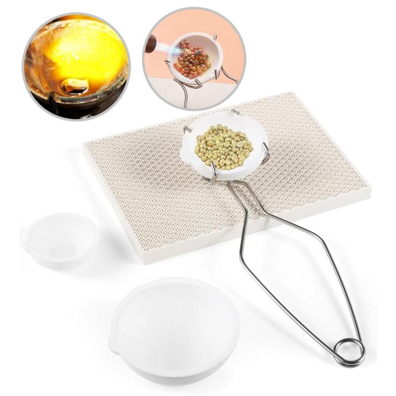 5Pieces Quartz Crucible Set Quartz Melting Dish Cups Quartz Crucibles Metal Melting Bowl Set Suitable for Metal Melting