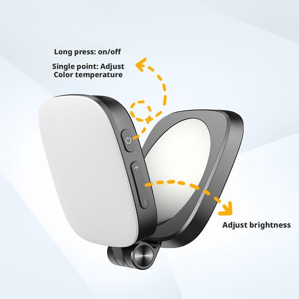 Mini Selfie Fill Light with Mirror Strong Magnetic Adsorption LED Video Photography Light Rechargeable for Smartphones Tablets
