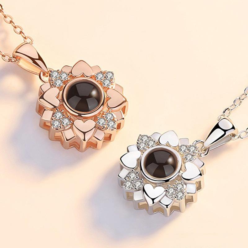 Sunflower Projection Necklace for Women Japanese and Korean Simple Student Forest Flower Pendant Collarbone Chain Neck