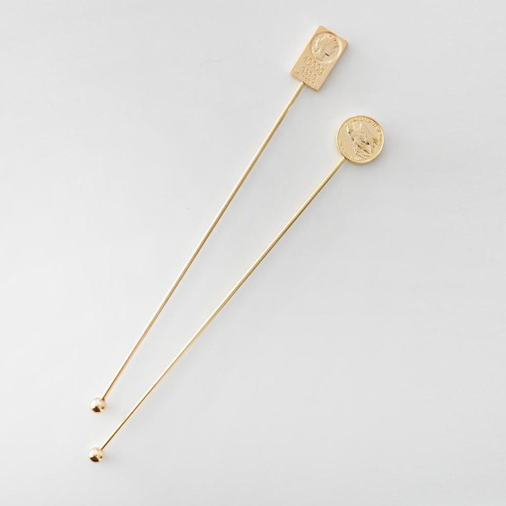 Vintage Goldmünze Goldbarren Edelstahl Muddler Kaffeelöffel