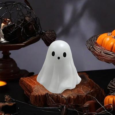 Halloween Ghost Figurine Mini Cute Ghost Bat Heart Statue Resin Tabletop Ornaments for Home Office Desk Decor
