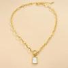 Geometric Trapezoidal Simulation Pearl Oyster Pendant Necklace for Women OT Buckle Chain Jewelry Gifts