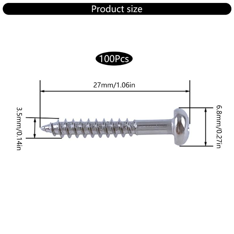 100Pcs Metal Pickup Frame Fixing Screw Guitar Humbucker Pickup Rings Mounting Screws for Electric Guitar Enduring