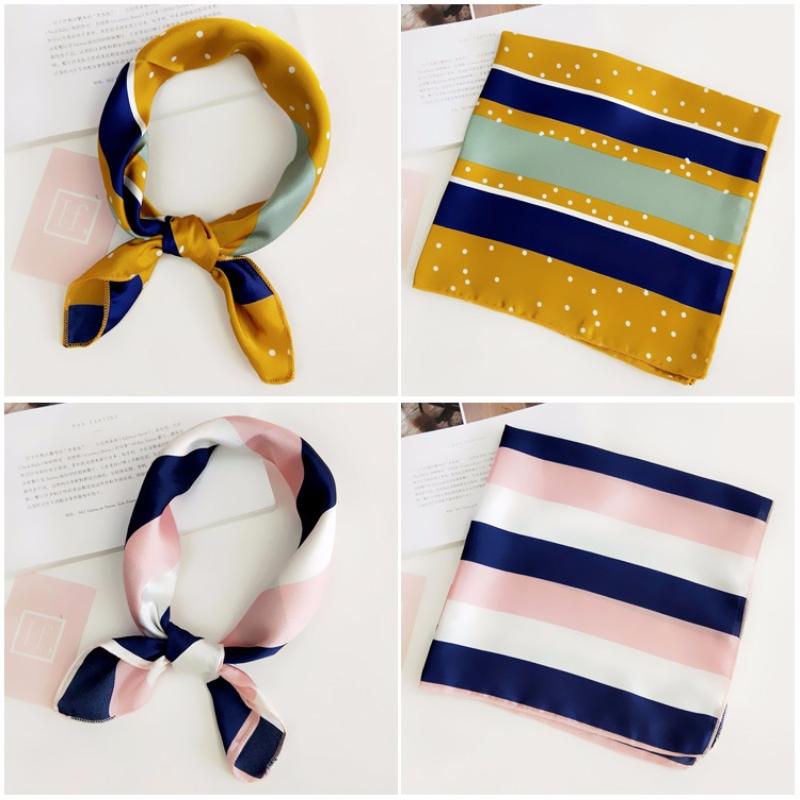 Luxury Square Scarf For Women Silk Feeling Shawl Satin Hijab Fashion Wraps Hair Bands Ribbon Headband Bag Accessories Headscarf