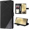 Coque - Samsung - Galaxy S24 - Effet Cuir Noir - Protection 360° - Couvercle Rabattable