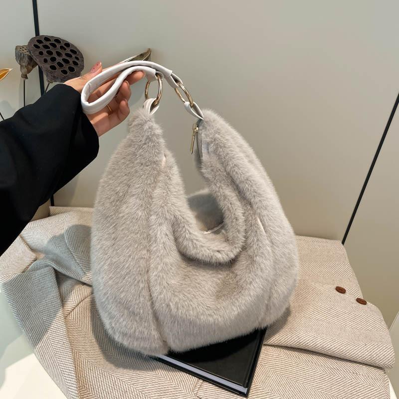 Plüsch-Teigtaschen-Tasche Teigtaschenförmige Handtasche mit großem Fassungsvermögen Weiche Pelz-Umhängetasche Warme flauschige Tragetasche für den täglichen Gebrauch Einkaufen Arbeit
