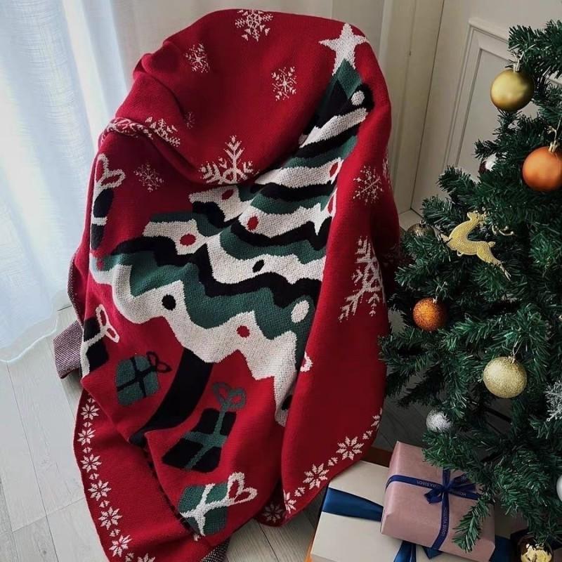 Christmas Tree Knitted Blanket Winter Thick Sofa Bed Throw Home Decor