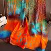 New Lijin forging silk scarf red moonflower printing shawl spring and autumn female simulation silk scarf versatile