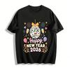 Happy New Year 2026 Disco Ball Print Party Casual Tee Pure Cotton T-shirt