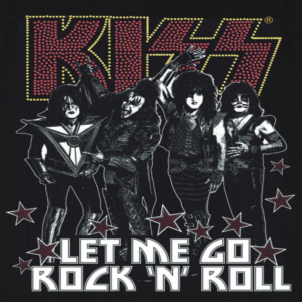 Amplified Herren-T-Shirt „Let Me Go Rock N Roll Kiss Diamante“.