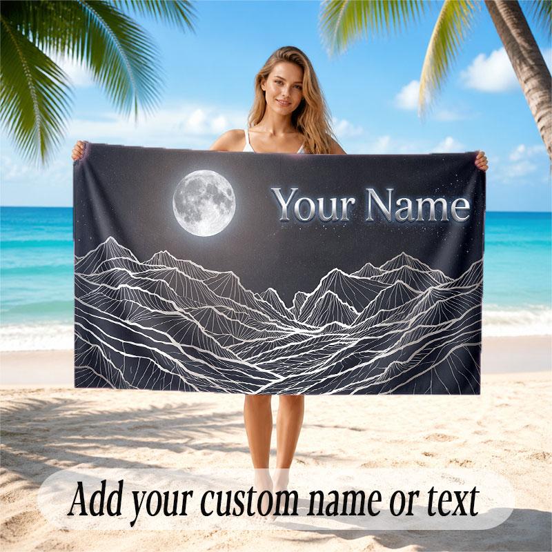 Space Cosmic Theme Soft Beach Towel Personalized Custom Name Text Towel Portable for Beach Pool Travel